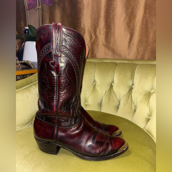 Mens Size 9.5 E  Lucchese Classics Black Cherry L6630 USA Cowboy Boots sold 3/13 - Picture 3 of 10